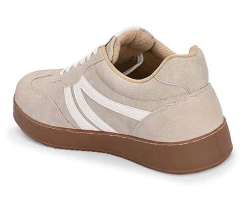 MACTREE Suede Leather Upper Laceup Casual Sneakers for Men Off White - Image 6