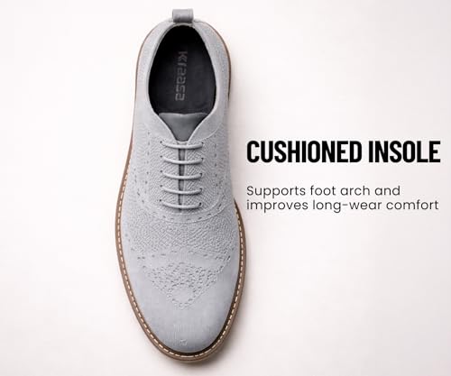 Image of Kraasa Men's Casual Sneaker Lace-Up Oxford Shoes | Breathable Knit Upper | Lightweight & Comfortable | Stylish Brown Sole | Office