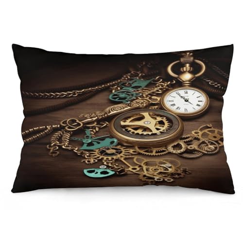 FekiLoot Steampunk Watches Keys and Chains Throw Pillow Covers Luxury
