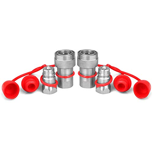 1/2" Ag Hydraulic Quick Connect Tractor Couplers with Dust Caps,Poppet Pioneer Style ISO 5675 Hydraulic Quick Coupler 1/2" NPT Thread & ISO 5675 Body by Zinger - Used condition - US$23.74