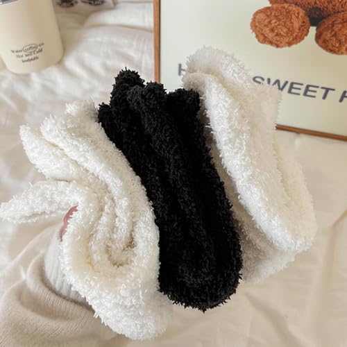 Image of Josnown Fuzzy Socks for Women Cozy Soft Fluffy Slipper Warm Winter Plush Sleep Socks Christmas Gifts for Women