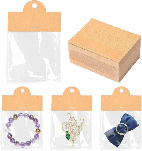 Paper Jewelry Package Bags with Kraft Hanging Cards Small Business, Hanging Display Car... at ₹249 (50% Off) – Amazon
