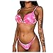 KIMODO Damen Bikini Set Push-up Bustier Bikinioberteil Bedruckter Bademode Beachwear Schwimmanzug Zweiteiliger Badeanzug mit Hoher Taille Badebekleidung (A-Rosa, S)