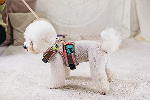 Image of A+a Pets' Retro Vest Harness & Leash Set | No Pull, No Escape, Breathable, Cute Combo for Puppies, Small Dogs, Cats (London Dreams, Pink, L)