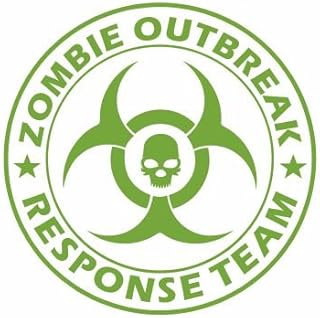Large Zombie Outbreak Response Team with Skull Vinyl Decal Sticker Wall Art Graphic (Lime Green)