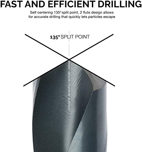 Hiltex 10005 Jumbo Silver & Deming Drill Bit Set, 8 Piece, 1/2" Inch Shank Industrial Large Drill Bit Set 9/16” Drill Bit To 1" Drill Bit, Metal Drill Bits For Steel, Reduced Shank Drill Press Bits #TOP1