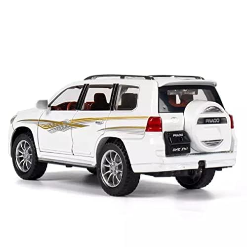 Image of Invite Enterprise Exclusive Alloy Metal Pull Back Die-Cast Car 1:24 Prado Diecast Metal Pullback Toy Car With Openable Doors & Light, Music Boys Gifts Toys For Kids(1:24 Prado - White)