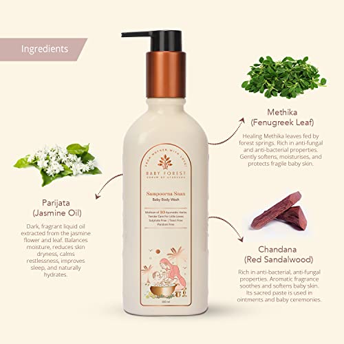 Image of Baby Forest Sampoorna Snan Baby Body Wash | 10 Ayurvedic Herbs | Tear-Free Formula | Natural Hydration for Baby | Vegan | Cruelty-free | Plant-Based Formulation | Pack of 2 x 200 ml
