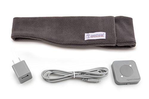 AcousticSheep SleepPhones auriculares cómodos sin esfuerzo para dormir, yoga, meditación y relajación, Bluetooth con carga inalámbrica, versión del Reino Unido Medium Soft Grey