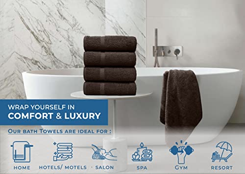 Image of DAN RIVER Bath Towels Set of 4, 27 x 54 Inches, 100% Cotton, Larger & Lighter Weight, Quicker to Dry, Super Soft and Absorbent, Ideal Bathroom Towels for Daily Use, Brown