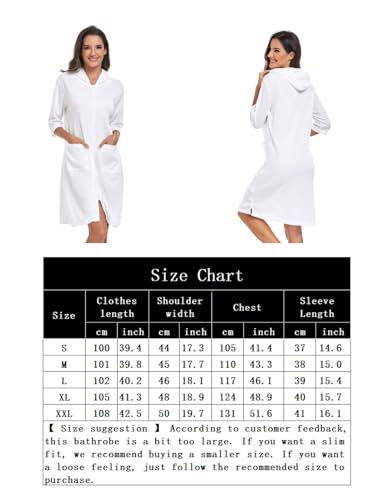 Jlowesun bademantel damen sauna,leichtes, mittelgroßes bademantel für sie,Hoch saugfähige handtuchkleid damen mit weicher Kapuze und Taschen