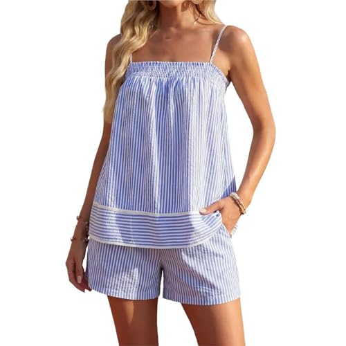 Ensemble short imprimé femmes avec haut casual chic et short pantalon rayé fluide