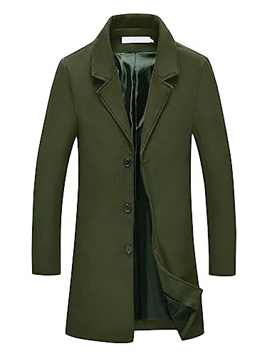 Image of Lars Amadeus Men's Trench Coat Notch Lapel Single Breasted Classic Long Pea Coats Overcoat