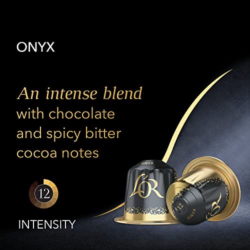 L'OR - Espresso Coffee - Onyx - Core Collection - Intensity 12 - Dark Roast - 50 Aluminium Capsules Compatible with Nespresso Original Machine (Pack of 4+1)