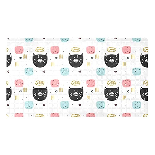 Tapis de bain antidérapant chat avec ventouses et drainage efficace