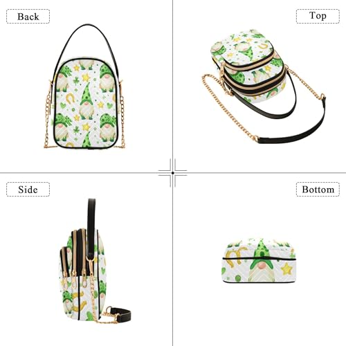 Cute Gnomes Green St Women over Shoulder Purse Animal Floral Phone Purse Chain Strap Handbag Quilted Zipper Bowler Tote Ladies Satchel4