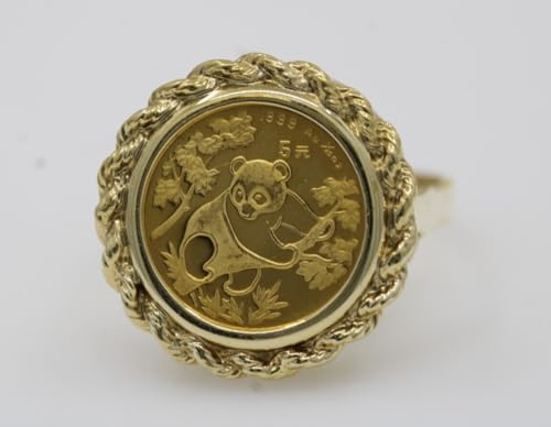 AARK & CO Solid 14K Yellow Gold Finish Without Stone Vintage Art Deco Chinese Panda Coin Engagement Ring 925 Sterling Silver2