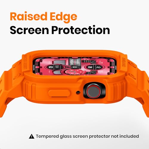 Image of amBand Compatible for Apple Watch Band 45mm 44mm 42mm with Bumper Case, Clear Cute Women Strap for iWatch SE 3 SE 2nd SE Series 9 8 7 6 5 4 3 2, Sport Jelly Protective Cases Protector, Orange