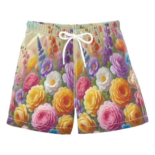 Flower Colorful Boys Swim Trunks Quick Dry Toddler Swimsuit Boy Swimwear Bathing Suits Board Shorts XL