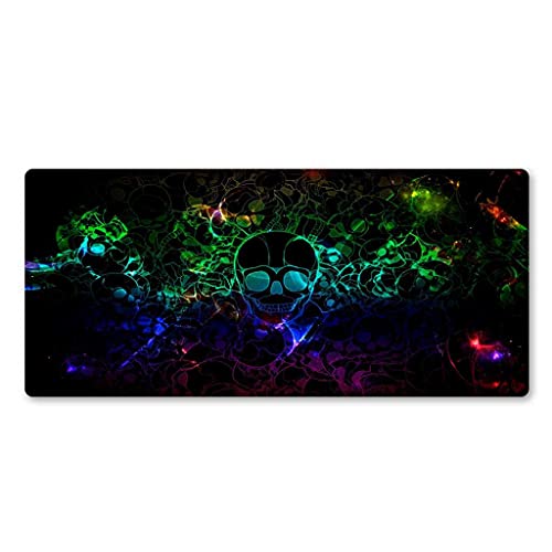 Tapis de souris gamer XXL 900x400 mm avec design de squelettes colorés