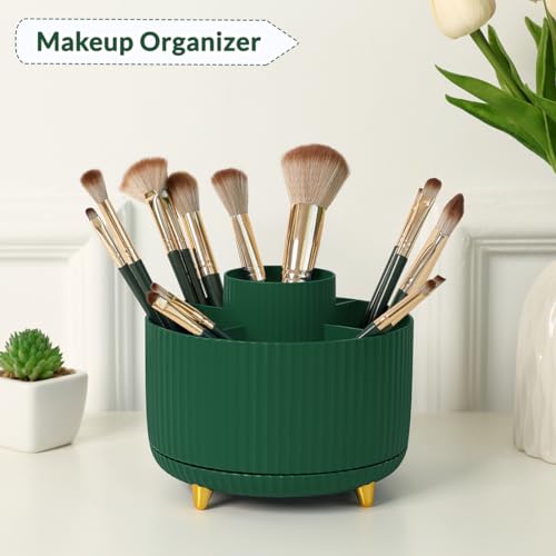 Image of SKYDUE 360 Degree Rotating Desk Organizer, Dual-Purpose Pencil Pen Holder, 5 Slots, Art Supplies, Pencil Cup for Office, School, Home
