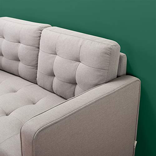 Image of Zinus Benton Loveseat Sofa, Grid Tufted Cushions, Easy, Tool-Free Assembly, Stone Grey