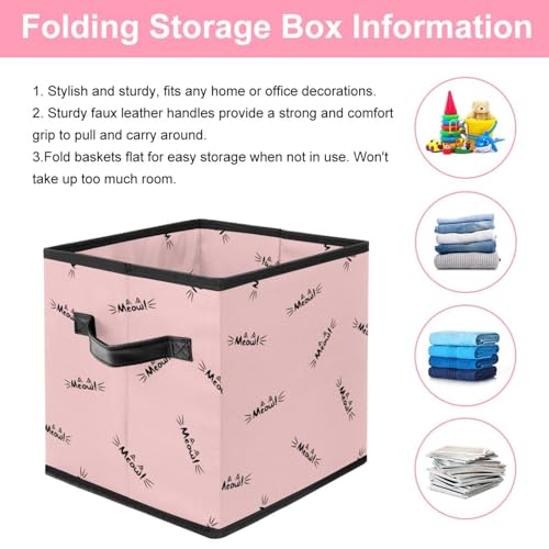 Boîte de rangement cube rose chat pour placard enfant - 4