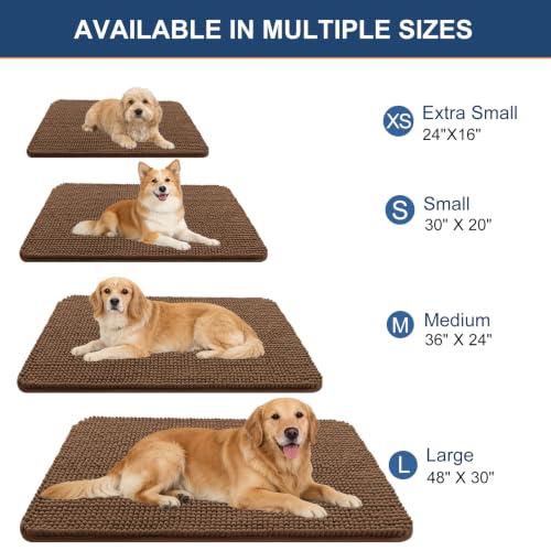 Image of OLANLY Dog Door Mat for Muddy Paws 30x20, Absorbent Chenille Mud Doormat
