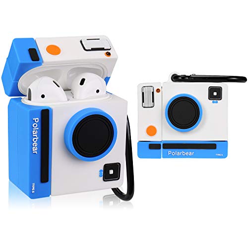 Lupct White Camera Compatible with Airpods 1/2 Case Silicone,Cute Cartoon 3D Cool Air