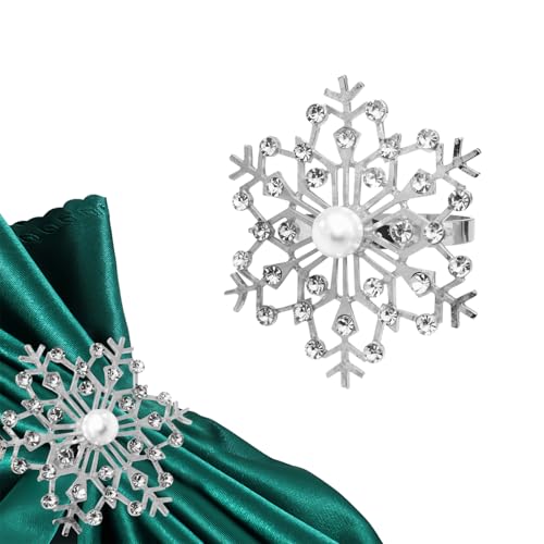 Trimming Shop Servilleteros de Navidad – Servilletero plateado con diamantes de imitación para decoración de mesa – Ideal para Navidad, Acción de Gracias, bodas y fiestas, 1 pieza