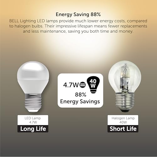 BELL Lighting E27 Edison Screw Cap Dimmable Light Bulb LED Golf Ball 6 Pack | Warm White 2700K | 470 Lumen 4.7W | Energy Saving Round LED Light Bulb | 40W Lamp Equivalent - Image 4