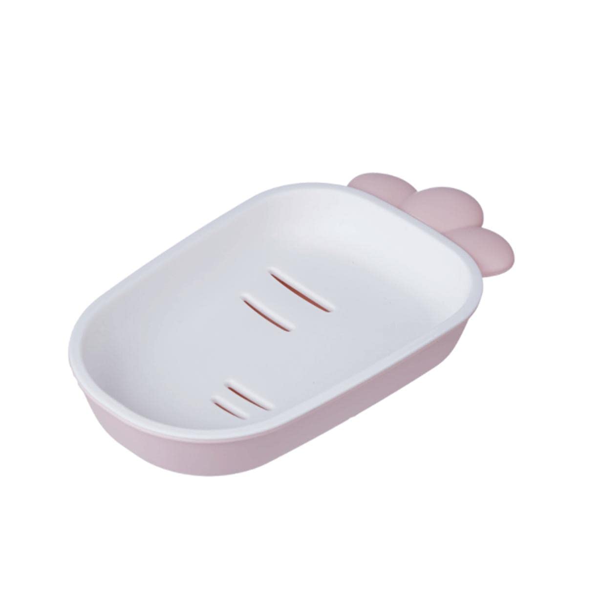 Soap Dish， Simple Countertop Soap Dish with Drainage Bar Soap Holder Plastic Soap Case Box Saver Portable Soap Dish Holder Cute Soap Case Easy to wash(P White)