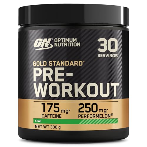 Optimum Nutrition Gold Standard Pre Workout en poudre, boisson énergétique avec créatine monohydrate, bêta-alanine, caféine et vitamines B, complément goût Kiwi, 30 portions, 330 g