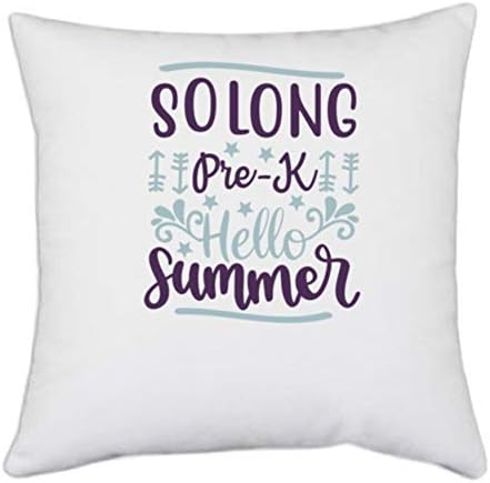 UDNAG White Polyester 'Teacher Student | Solong pre-k Hello Summer' Pillow Cover [16 Inch X 16 Inch]
