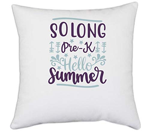 UDNAG White Polyester 'Teacher Student | Solong pre-k Hello Summer' Pillow Cover [16 Inch X 16 Inch]
