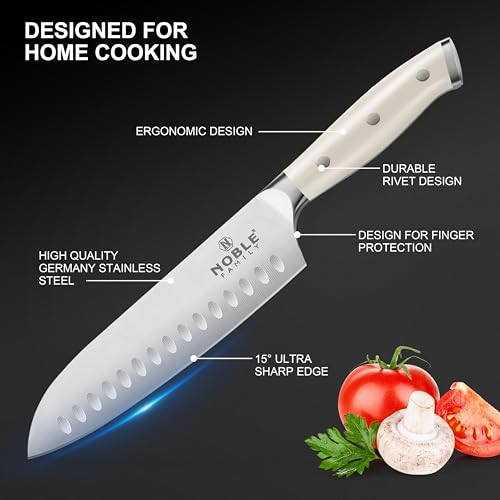 Image of N NOBLE FAMILY In-drawer Knife Block Set, 16PCS Kitchen Knife Set with Wooden Block, Chopping Knives Set, Stainless Steel Knife Block Set, Sharp Cooking Knife Set with Cutting Board, Rust Proof, White
