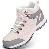 R CORD Girls Hiking Boots Kids Hiking Boots Outdoor Walking Tennis Boots Waterproof Non Slip Fashion Sneakers PinkGrey 12 Little Kid