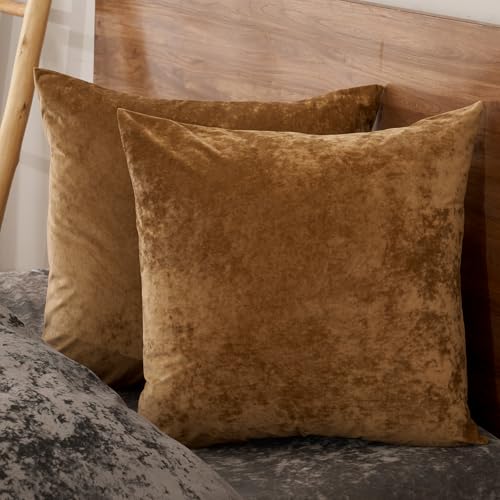 PHF Truly Velvet Euro Shams 26"x26", Rusty Burnt Orange, No Insert, 2 Pack