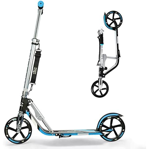 HUDORA Adjustable Height Folding Scooter for Kids, Blue, 8 Inch Big Wheels Cover