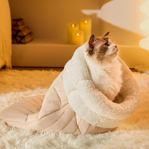 Djowyh Katzen Schlafsack | Leinenstoff Betthöhle | Katzen Betthöhle, Katzenbetten, Weiches Und Waschbares Katzenschlafsack, Leicht Zugängliches Design Für Katzen Und Kleine Hunde