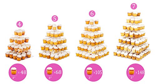 Jusalpha 4 Tier Square Wedding Acrylic Cupcake Tower Stand-Cake Stand-Dessert Stand (4S) #TOP3