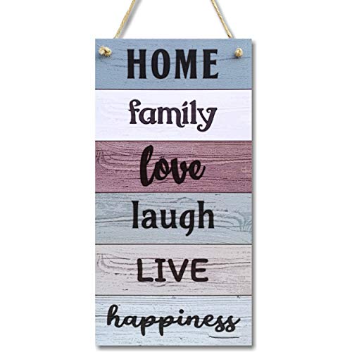 CARISPIBET Home, Family, Happiness Decorative Home signs kitchen signs decorative plaques for living room entryway welcome signs wall art gifts house décor 12x6