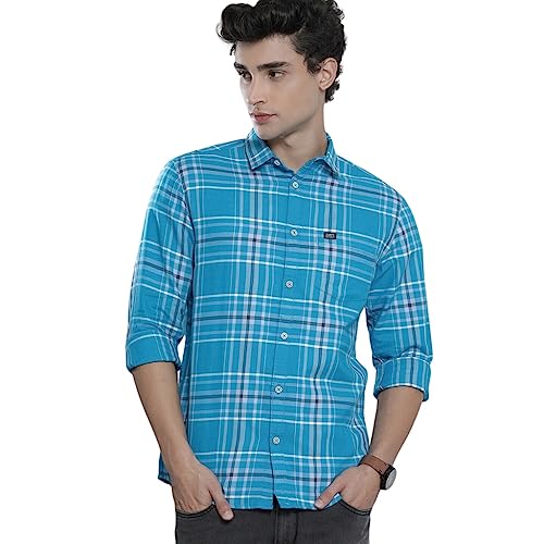 The Indian Garage Co Men Slim Fit Checkered Full Sleeves Spread C...