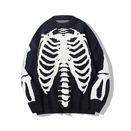 Perbai Mens Skeleton Bone Print Halloween Loose...