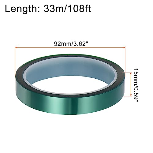 Image of HARFINGTON 4 Rolls Heat Tape High Temperature Heat Resistant Tape 15mmx33m(108ft) Sublimation Thermal Heat Transfer Tape for Sublimation Press No Residue, Green