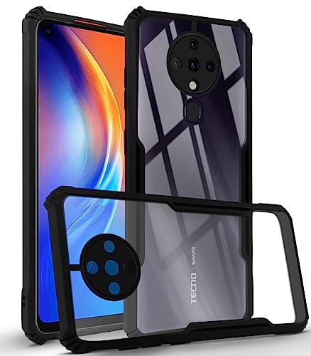 Image of Jkobi Back Cover Case for Tecno Spark 6 (Shockproof with Polycarbonate Clear Panel | Professional Black)