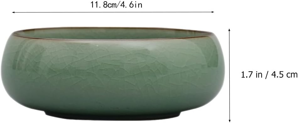 TEHAUX Celadon Ink Brush Washer 4.64In Porcelain Tea Basin Multi-Functional Calligraphy Brush Holder for Tea Ceremony Accessories