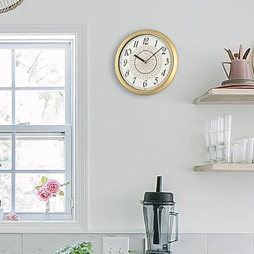 Image of Seiko Henna Wall Clock - 13 inch Gold Case, Floral Dial, Quartz Movement, Battery Operated (Size: 32.5 x 4.5 x 32.5 CM | Weight: 600 gram) QHA018F