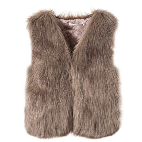Routefuture Gilet Fausse Fourrure Femme Gilet sans Manche Ample Veste De Fausse Vison Fox Fausse Manteau Court Printemps Automne (marron,M)
