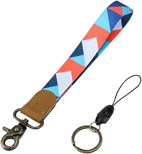 Torolle Wrist Lanyard Key Chains for Men Women, Short Wristlet Strap for Car Keys Phone -Tangram